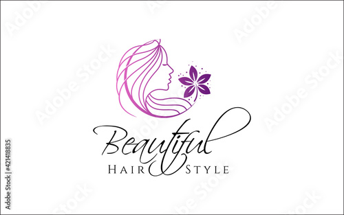 Illustration vector graphic of beautiful modern hair style logo design template