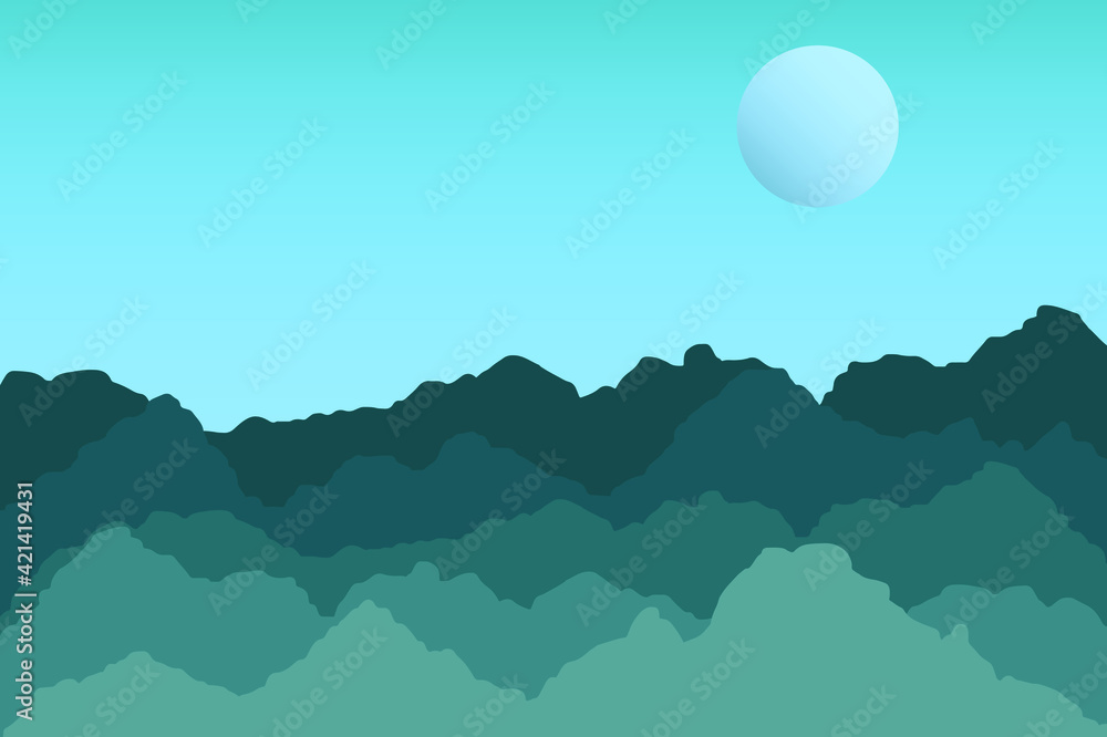 Vector illustration background with nature idea. This design background on greenish color that capture the natural beauty of mountains view.
