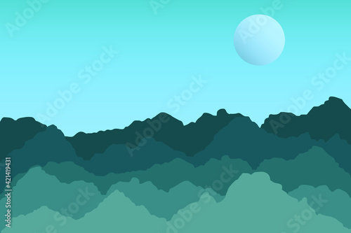 Vector illustration background with nature idea. This design background on greenish color that capture the natural beauty of mountains view.