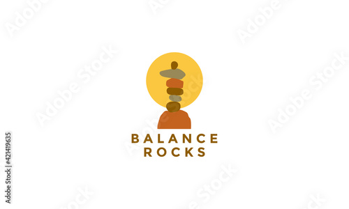 abstract balance rock river logo vector symbol icon design illustration