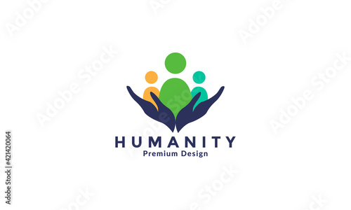 abstract hand pray with community charity logo vector symbol icon design illustration