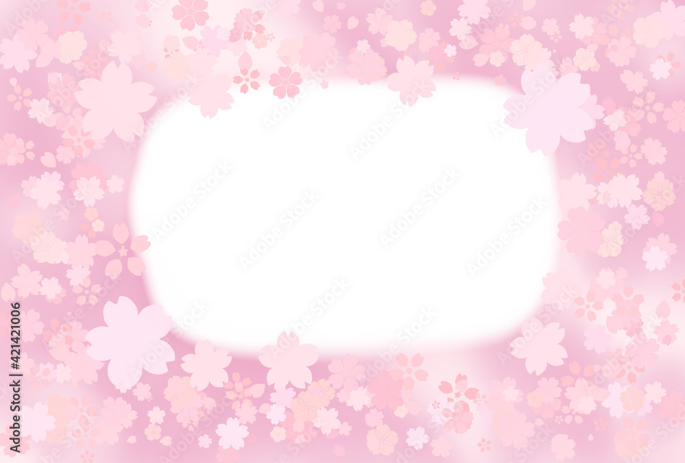 和風　桜柄　桜の花　入学　卒業　正月　成人式　年賀状　輝く　はがきテンプレート