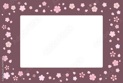 小豆 赤色 和風 桜柄 桜の花 入学 卒業 正月 成人式 年賀状 はがきテンプレート