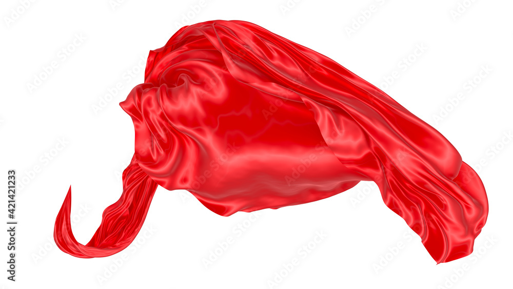 Beautiful flowing fabric of red wavy silk or satin. 3d rendering image. Beautiful flowing fabric of red wavy silk or satin. 3d rendering image.