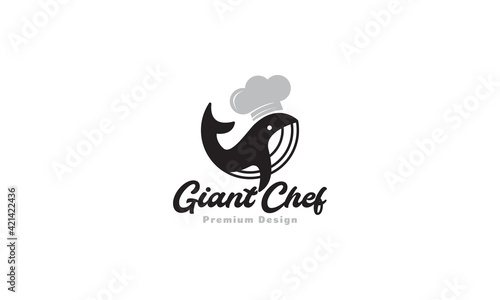 whale with chef logo vector symbol icon design illustration