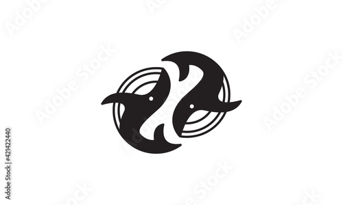 whale yin-yang logo vector symbol icon design illustration