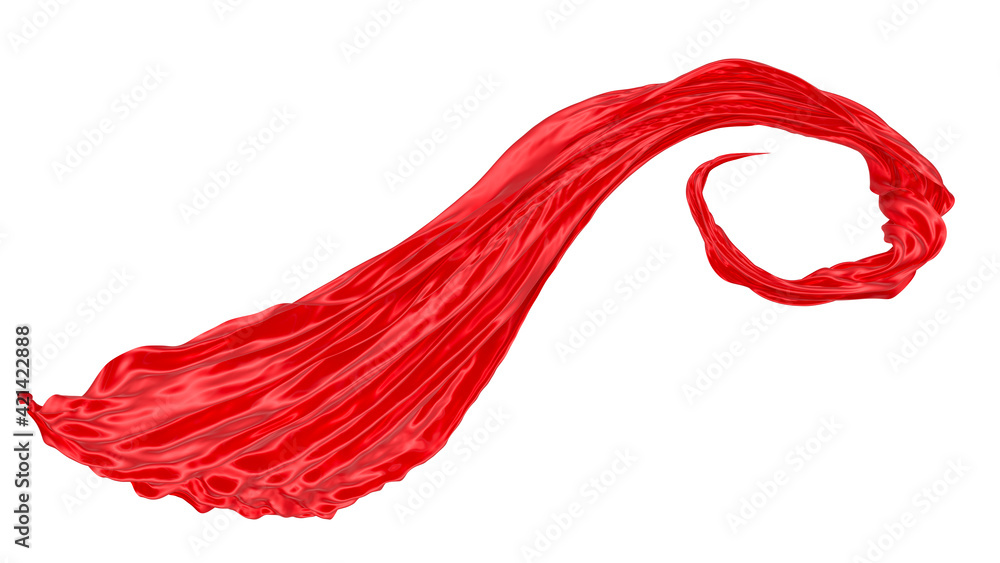 Beautiful flowing fabric of red wavy silk or satin. 3d rendering image. Beautiful flowing fabric of red wavy silk or satin. 3d rendering image.