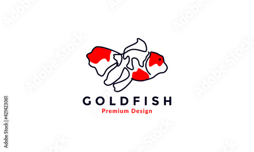 lines art abstract colorful red goldfish logo vector symbol icon design illustration