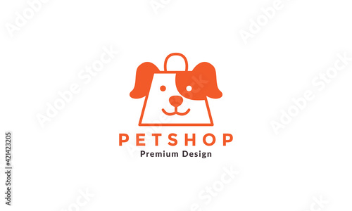 shopping bag with dog petshop logo vector symbol icon design illustration