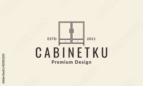 simple home furniture cabinet lines minimalist logo vector symbol icon design illustration