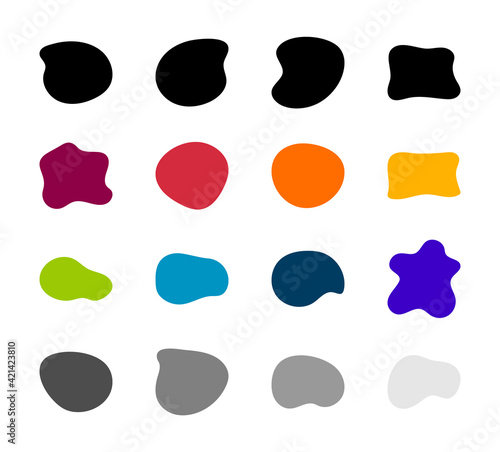 Blob shapes vector set. Organic abstract splodge elemets collection Inkblot simple silhouette. Minimalist isolated forms