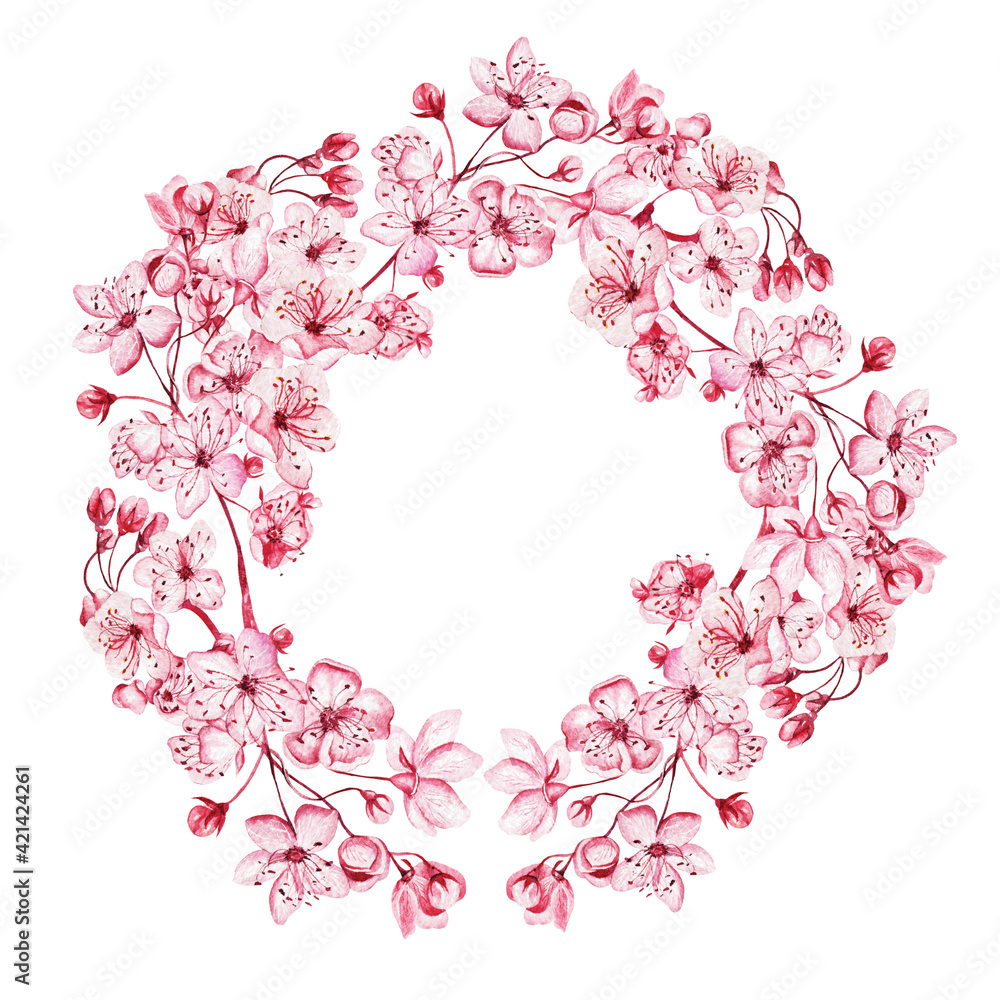 Wreath with the cherry blossoms.