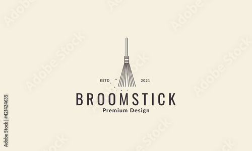 lines broom stick cleaner logo vector symbol icon design illustration