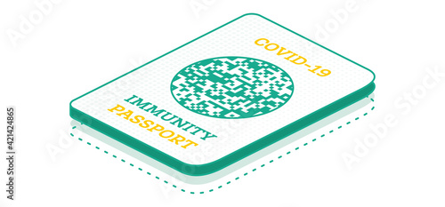 Isometric Immunity Passport Icon. Vector Illustration.