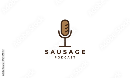 sausage with microphone logo vector symbol icon design illustration