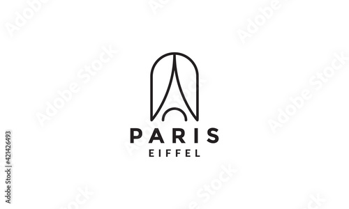 monolines eiffel paris tower logo vector symbol icon design illustration