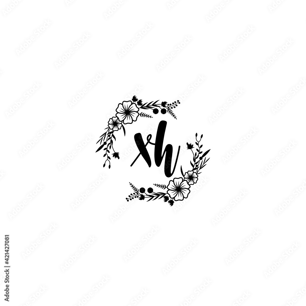 XH initial letters Wedding monogram logos, hand drawn modern minimalistic and frame floral templates XH initial letters Wedding monogram logos, hand drawn modern minimalistic and frame floral templates