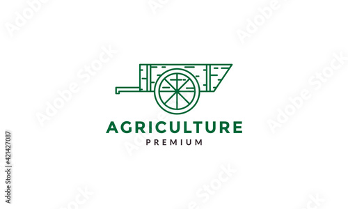 wooden cart  garden lines logo vector symbol icon design illustration
