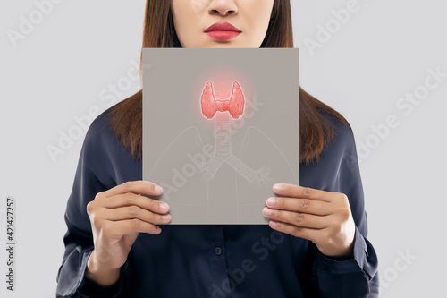 Illustration thyroid on a gray paper photo