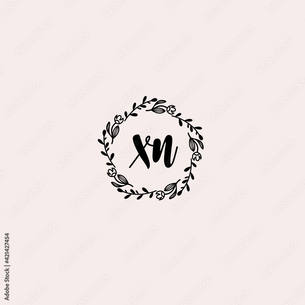 XN initial letters Wedding monogram logos, hand drawn modern minimalistic and frame floral templates XN initial letters Wedding monogram logos, hand drawn modern minimalistic and frame floral templates