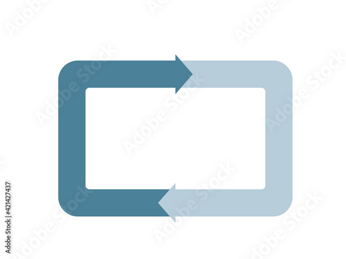 インフォグラフィックス｜モノトーン2分割のスクエア四角形と矢印のチャート図PDCAビジネス経営