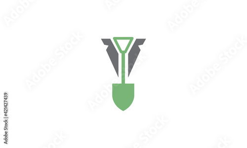 shovel with suit business logo vector symbol icon design illustration