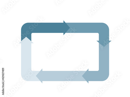 インフォグラフィックス｜モノトーン5分割のスクエア四角形と矢印のチャート図PDCAビジネス経営
