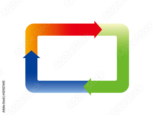 インフォグラフィックス｜3分割のスクエア四角形と矢印のチャート図PDCAビジネス経営