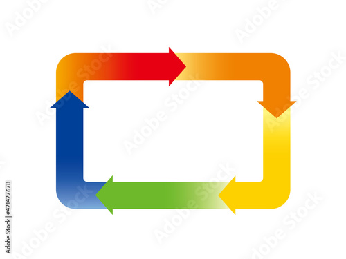 インフォグラフィックス｜5分割のスクエア四角形と矢印のチャート図PDCAビジネス経営