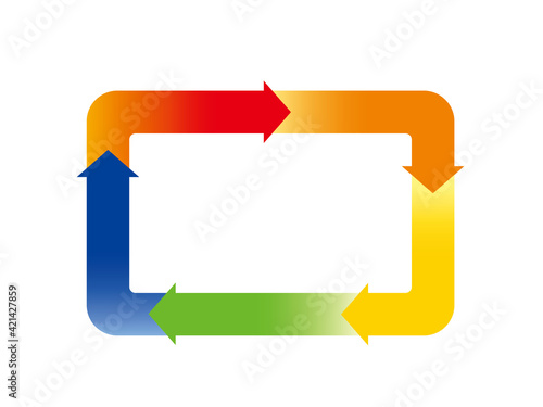 インフォグラフィックス｜5分割のスクエア四角形と矢印のチャート図PDCAビジネス経営