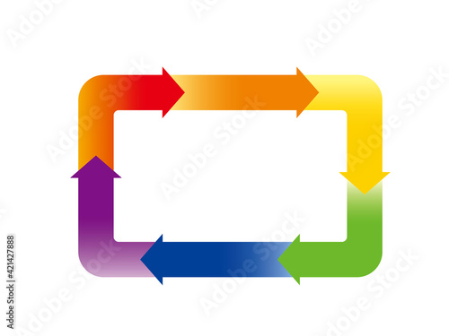 インフォグラフィックス｜6分割のスクエア四角形と矢印のチャート図PDCAビジネス経営