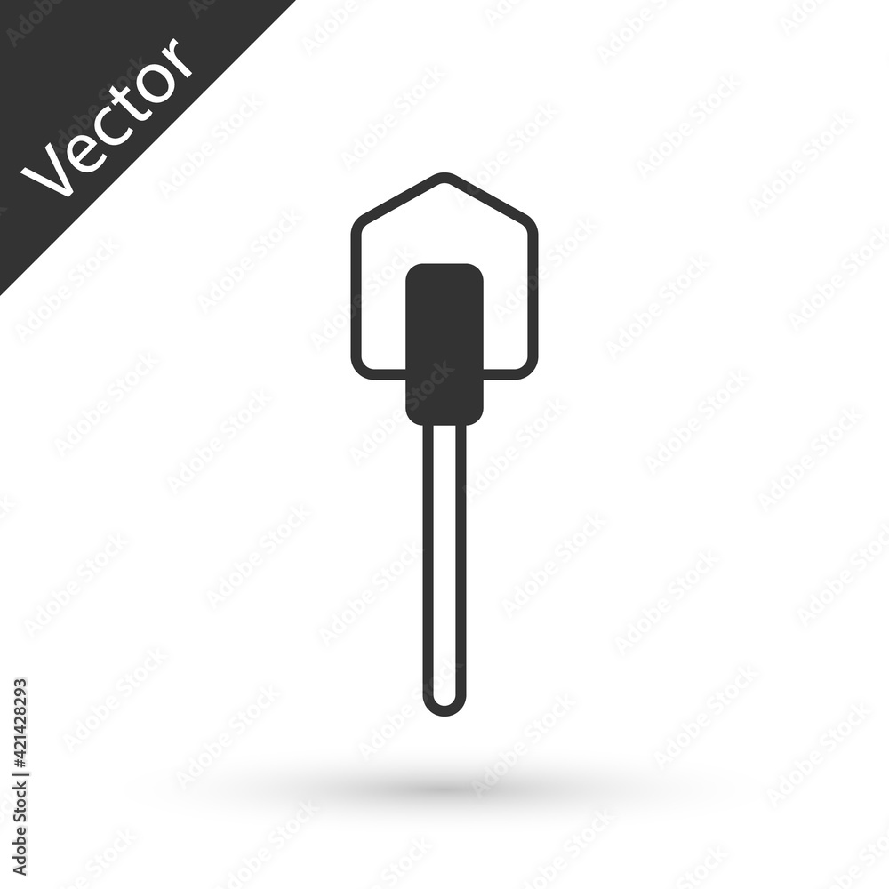 Grey Shovel icon isolated on white background. Gardening tool. Tool for horticulture, agriculture, farming. Vector Grey Shovel icon isolated on white background. Gardening tool. Tool for horticulture, agriculture, farming. Vector
