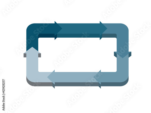 インフォグラフィックス｜モノトーン立体3D　6分割のスクエア四角形と矢印のチャート図PDCAビジネス経営