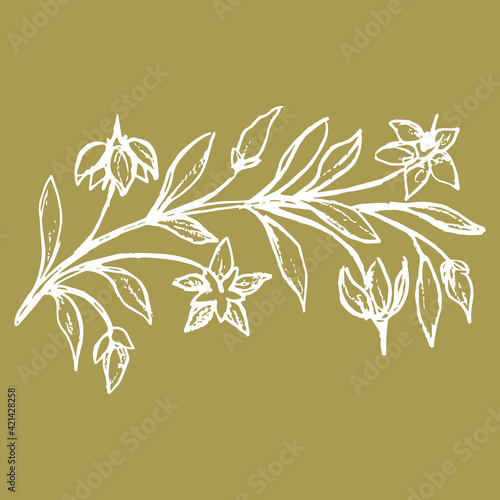 Bilde på lerret Stylized branch with flowers