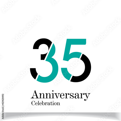 35 Years Anniversary Celebration Blue Color Vector Template Design Illustration