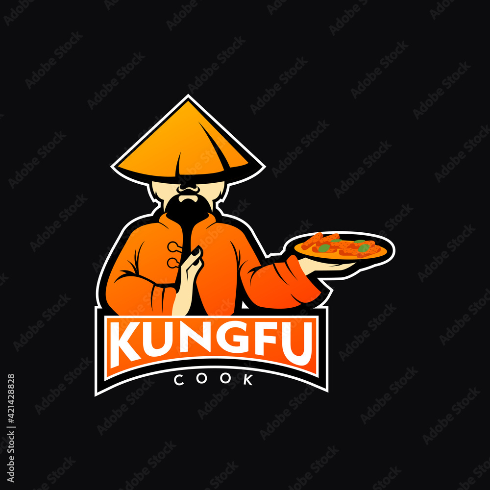 kungfu cook ilustration logo design kungfu cook ilustration logo design