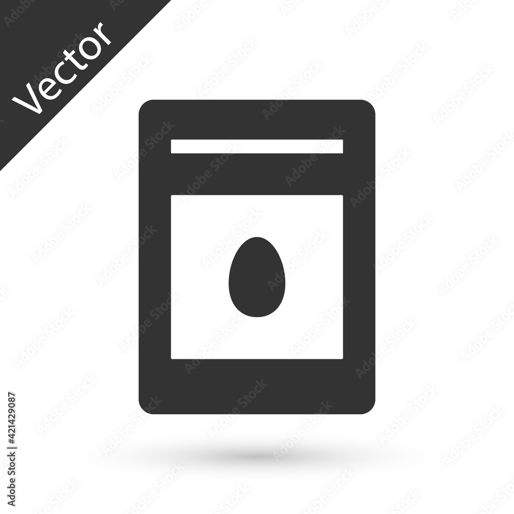 Grey Pack full of seeds of a specific plant icon isolated on white background. Vector Grey Pack full of seeds of a specific plant icon isolated on white background. Vector