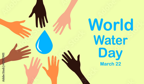 Every hands need water.world water day, clean water and sanitation, hand sanitizer and hygiene, vaccine, Csr, responsibility, clean renewable energy concept.save the sea.Nature ocean save.vector.