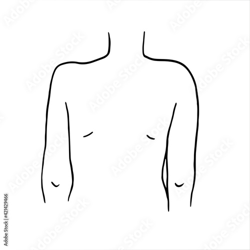 Drawing of a female body from the back - hand drawn vector sketch. Spine health check concept, posture checkup at doctor