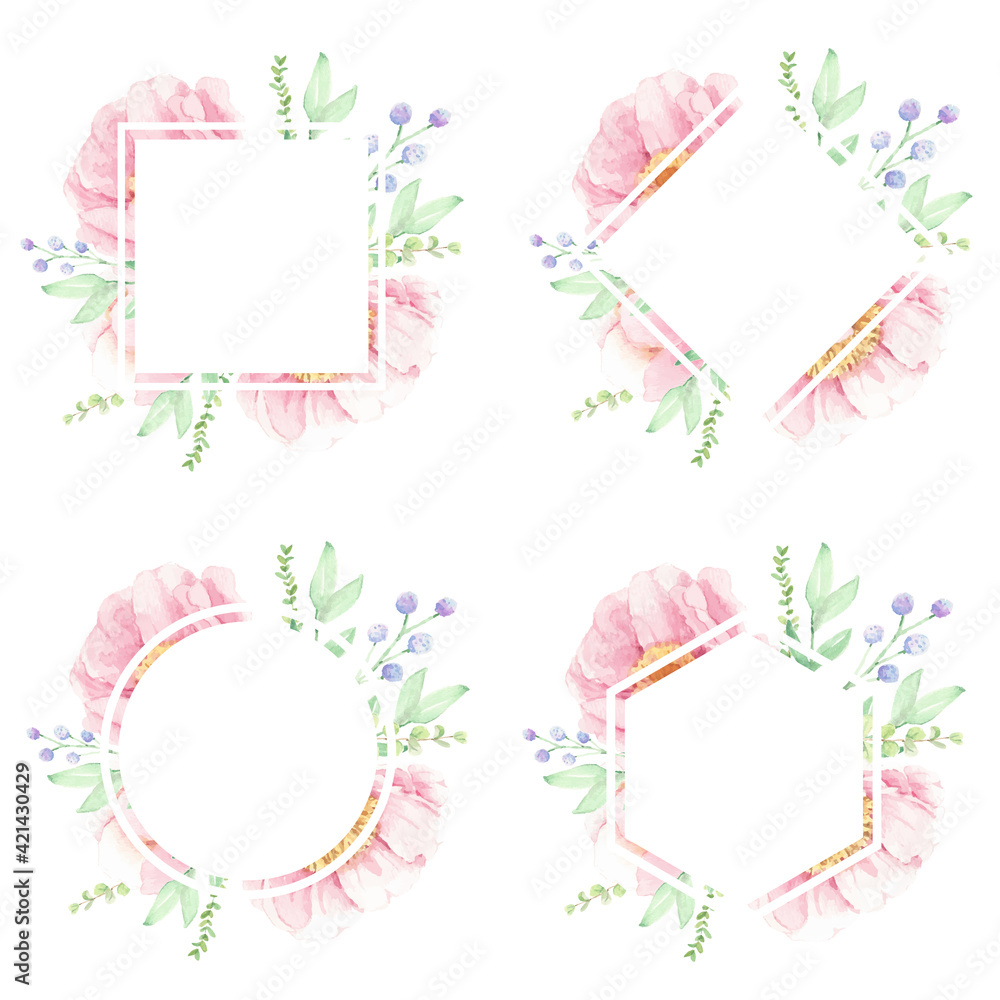 custom made wallpaper toronto digitalpink peony watercolor flower bouquet wreath frame for banner or logo