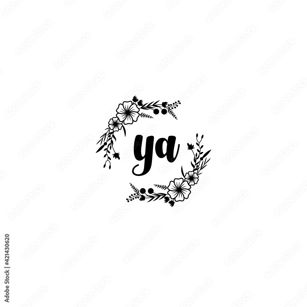YA initial letters Wedding monogram logos, hand drawn modern minimalistic and frame floral templates YA initial letters Wedding monogram logos, hand drawn modern minimalistic and frame floral templates