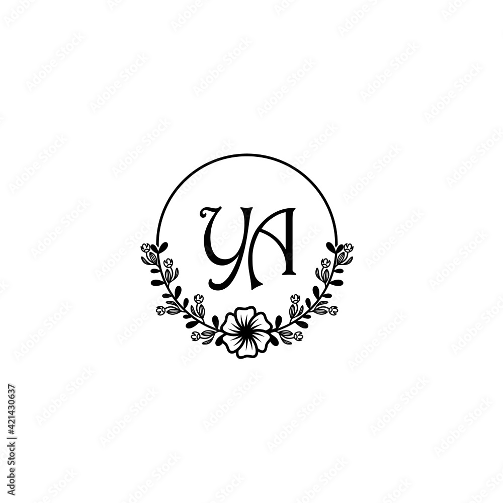 YA initial letters Wedding monogram logos, hand drawn modern minimalistic and frame floral templates YA initial letters Wedding monogram logos, hand drawn modern minimalistic and frame floral templates