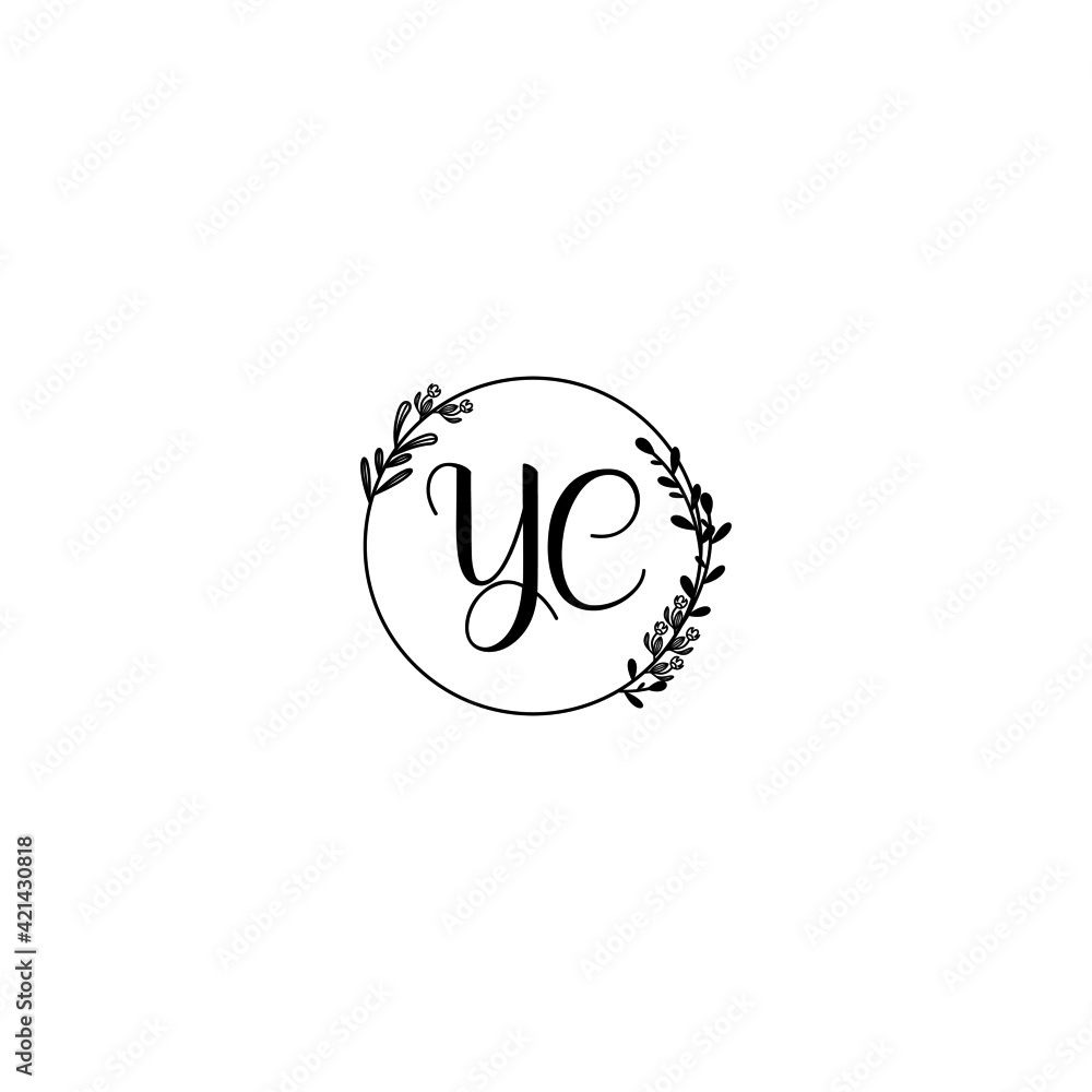 YC initial letters Wedding monogram logos, hand drawn modern minimalistic and frame floral templates YC initial letters Wedding monogram logos, hand drawn modern minimalistic and frame floral templates