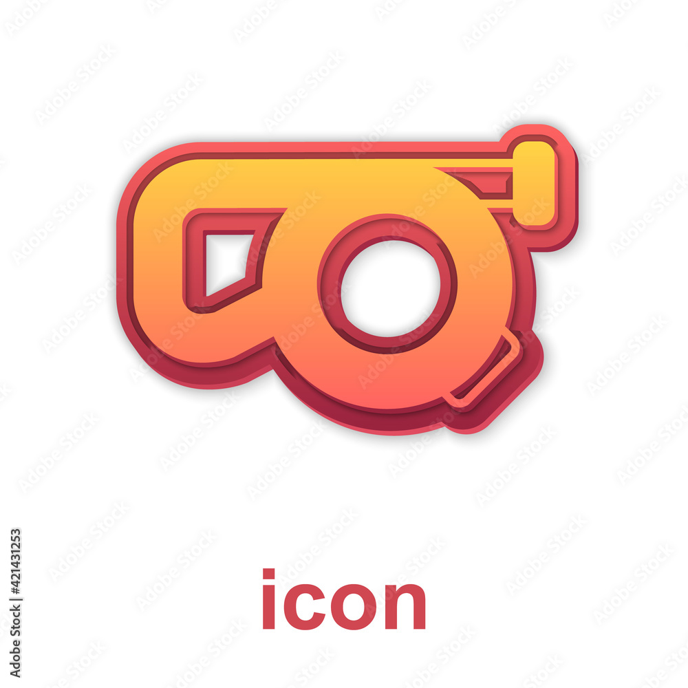 Gold Retractable cord leash with carabiner icon isolated on white background. Pet dog lead. Animal accessory for outdoors walk. Vector Gold Retractable cord leash with carabiner icon isolated on white background. Pet dog lead. Animal accessory for outdoors walk. Vector