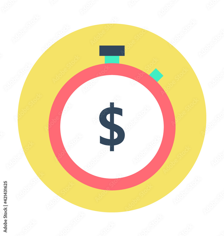 Obraz premium Time Stopwatch Colored Vector Icon 