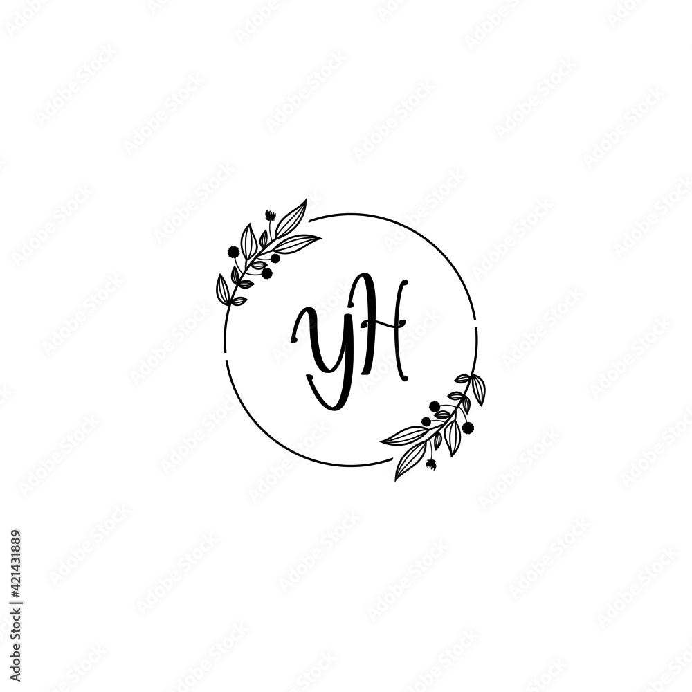 YH initial letters Wedding monogram logos, hand drawn modern minimalistic and frame floral templates YH initial letters Wedding monogram logos, hand drawn modern minimalistic and frame floral templates