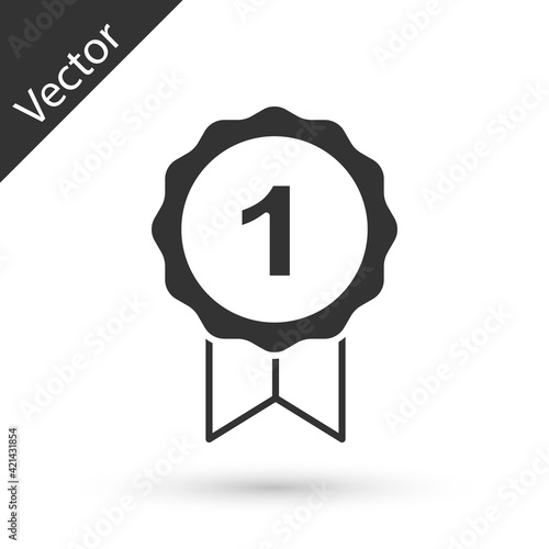 Grey Dog award symbol icon isolated on white background. Medal with dog footprint as pets exhibition winner concept. Vector
