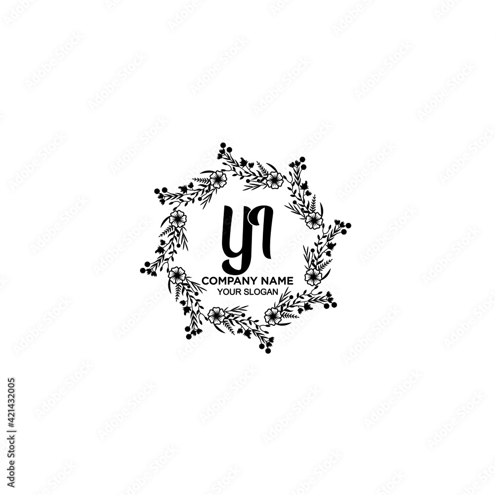 YI initial letters Wedding monogram logos, hand drawn modern minimalistic and frame floral templates YI initial letters Wedding monogram logos, hand drawn modern minimalistic and frame floral templates