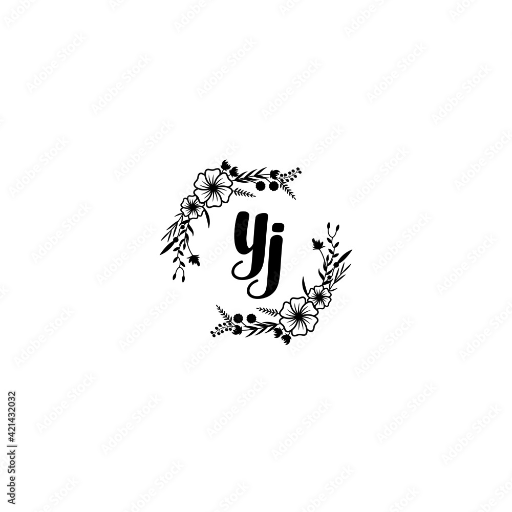 YJ initial letters Wedding monogram logos, hand drawn modern minimalistic and frame floral templates YJ initial letters Wedding monogram logos, hand drawn modern minimalistic and frame floral templates