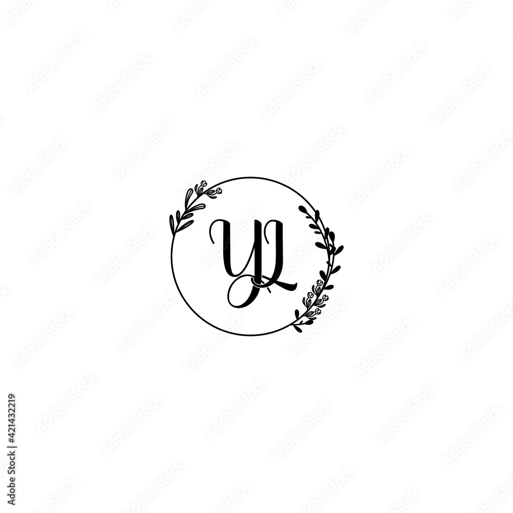 YL initial letters Wedding monogram logos, hand drawn modern minimalistic and frame floral templates YL initial letters Wedding monogram logos, hand drawn modern minimalistic and frame floral templates